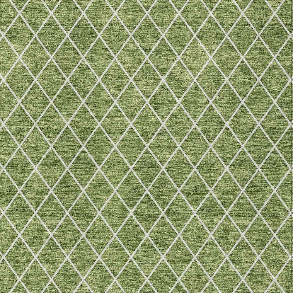5' X 8' Green And Ivory Geometric Washable Indoor Outdoor Area Rug