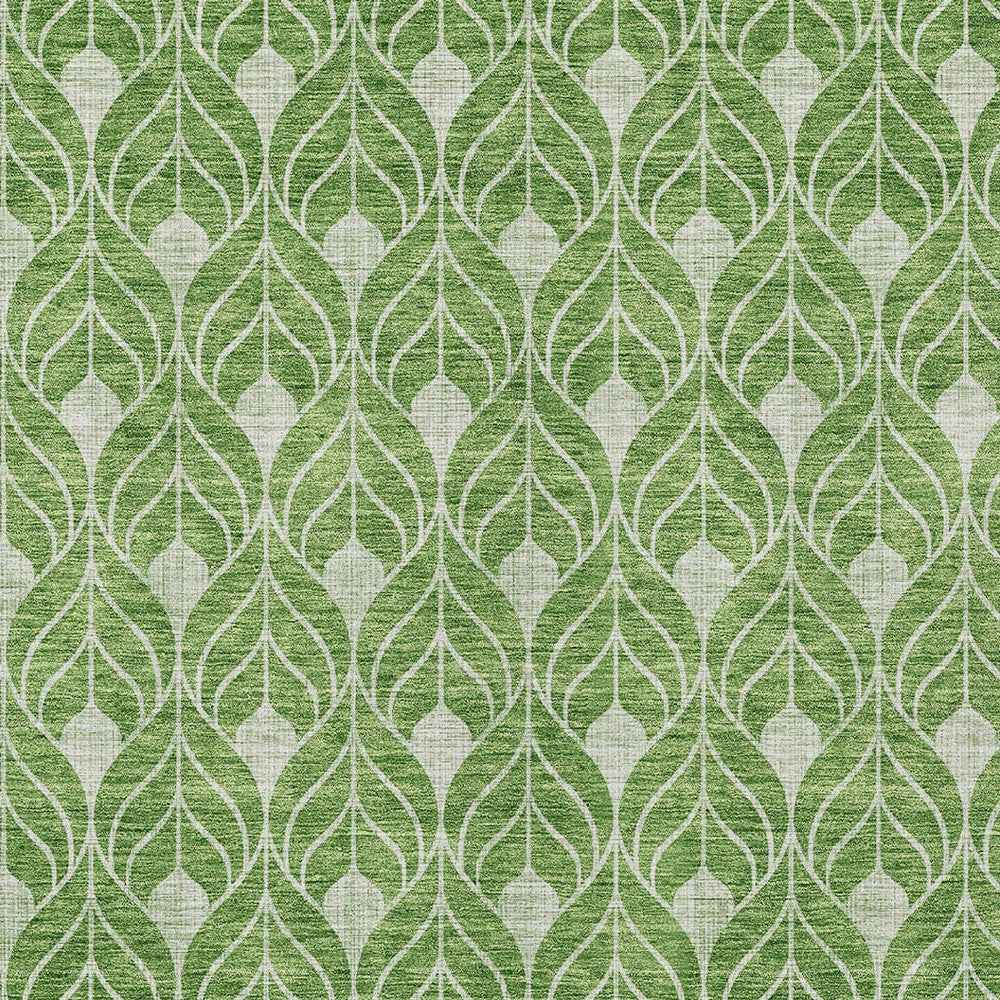 9' X 12' Green And Light Green Geometric Washable Indoor Outdoor Area Rug