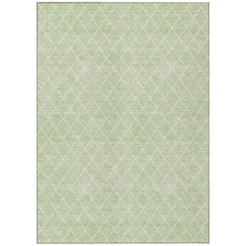 3' X 5' Mint Green And Ivory Geometric Washable Indoor Outdoor Area Rug