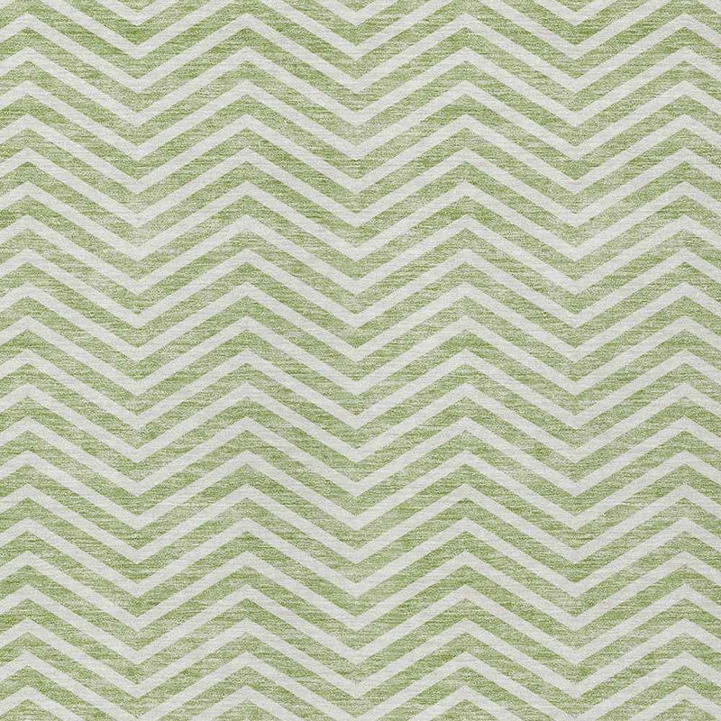 10' X 14' Artichoke Green And Ivory Chevron Washable Indoor Outdoor Area Rug