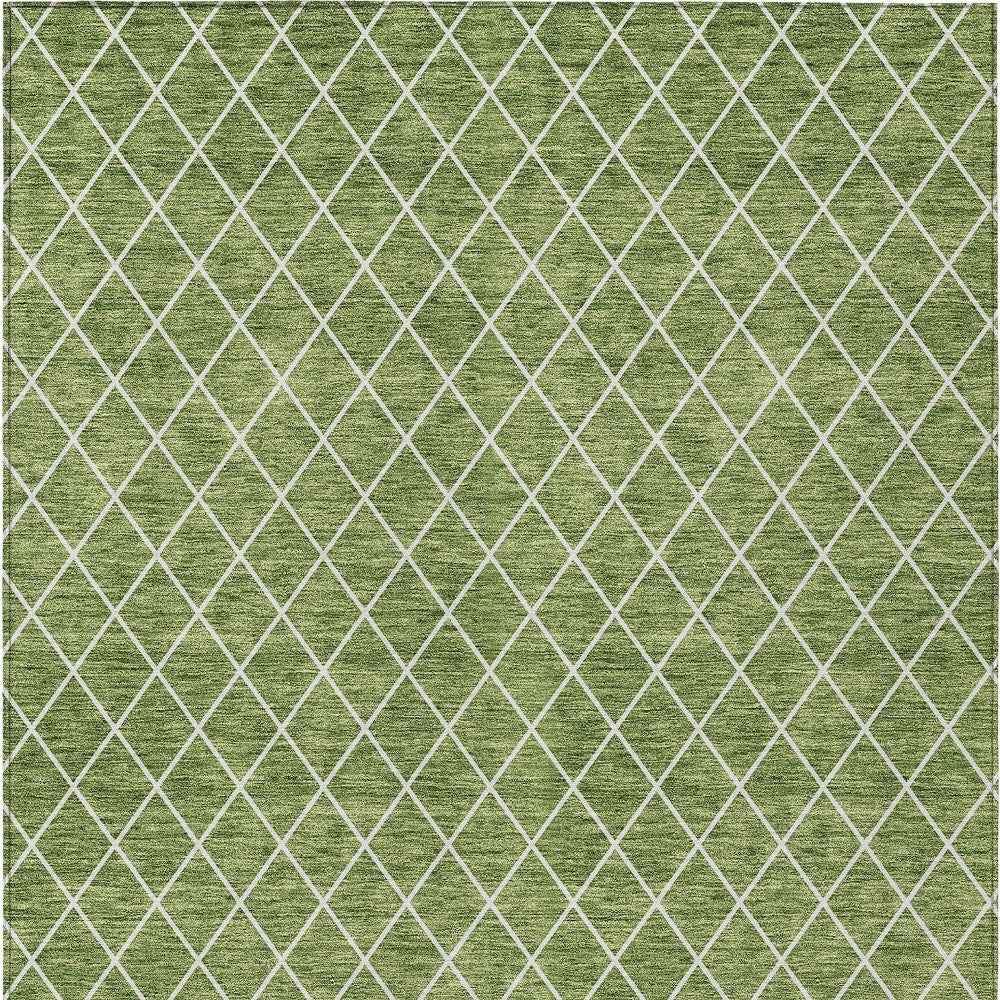 8' X 10' Green And Ivory Geometric Washable Indoor Outdoor Area Rug