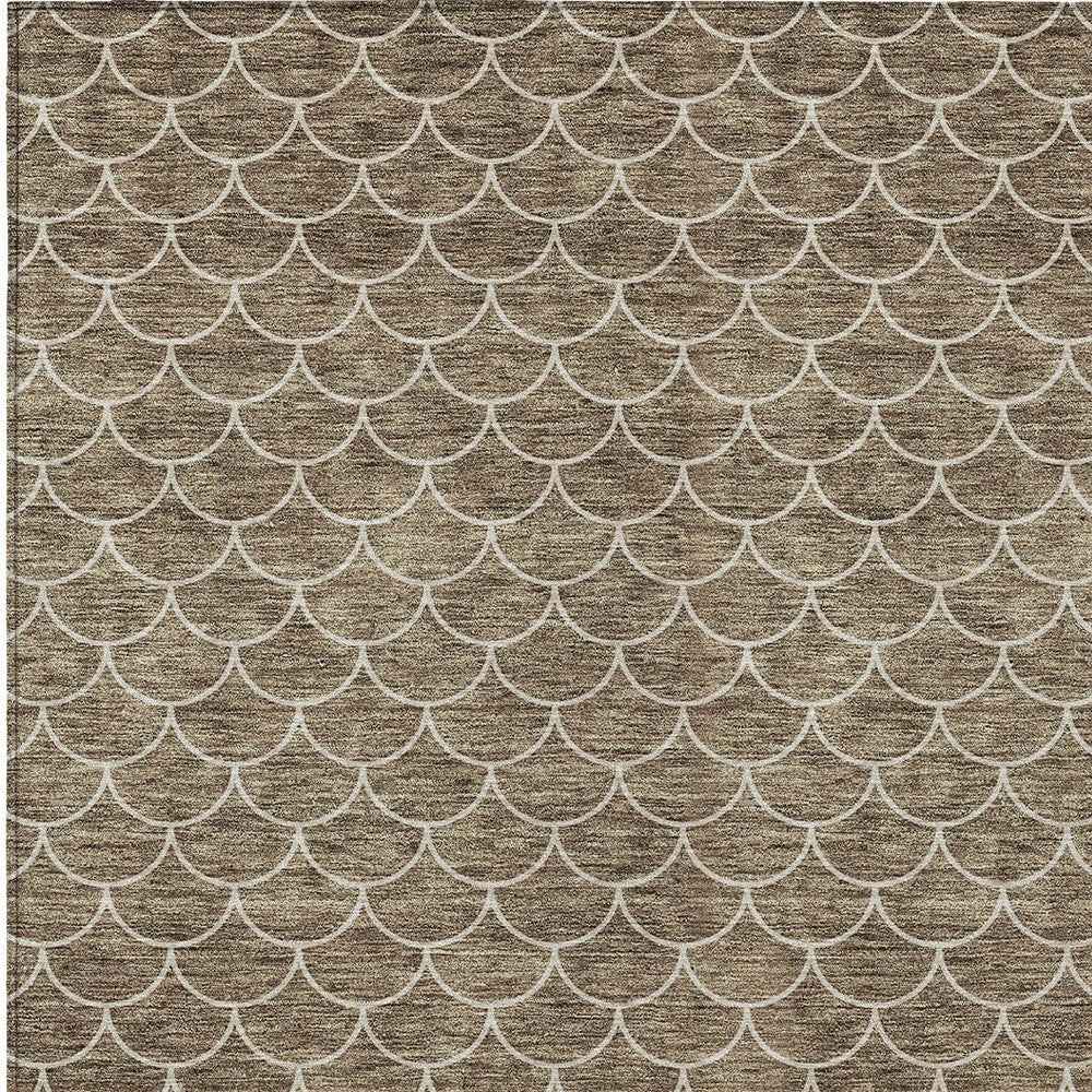 5' X 8' Brown And Beige Geometric Washable Indoor Outdoor Area Rug