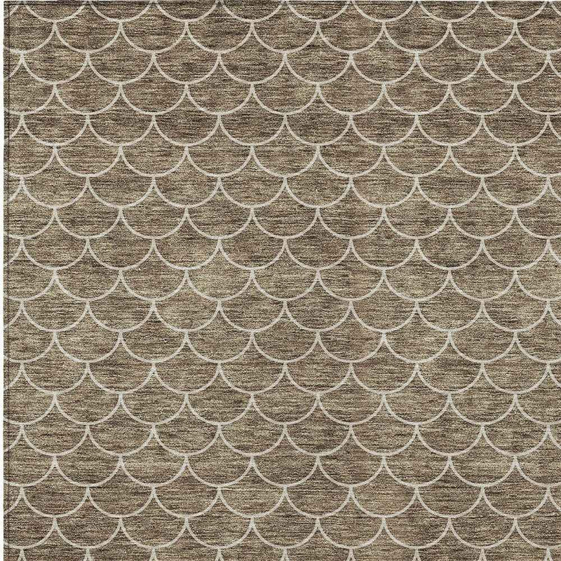 5' X 8' Brown And Beige Geometric Washable Indoor Outdoor Area Rug