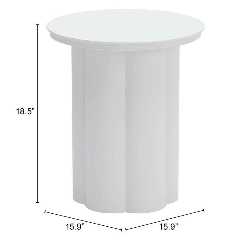 19" White Aluminum Round Pedestal End Table