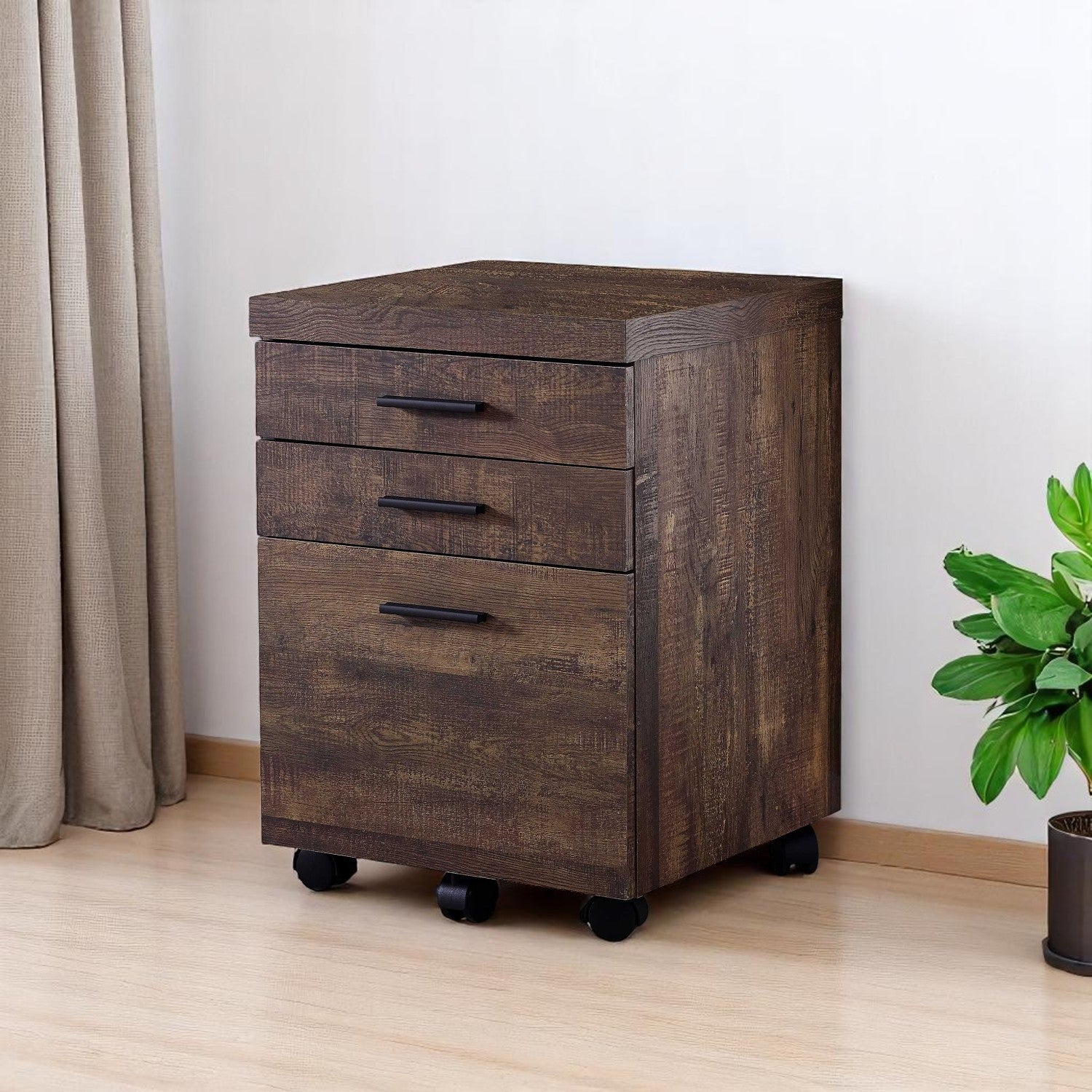 25" Brown Particle Board and Wood Filing Cabinet With Drawers - Office Supplies