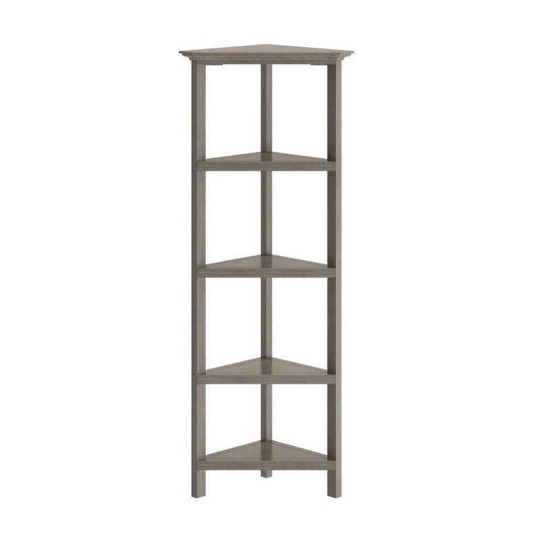 Gray Solid Wood Corner Bookcase