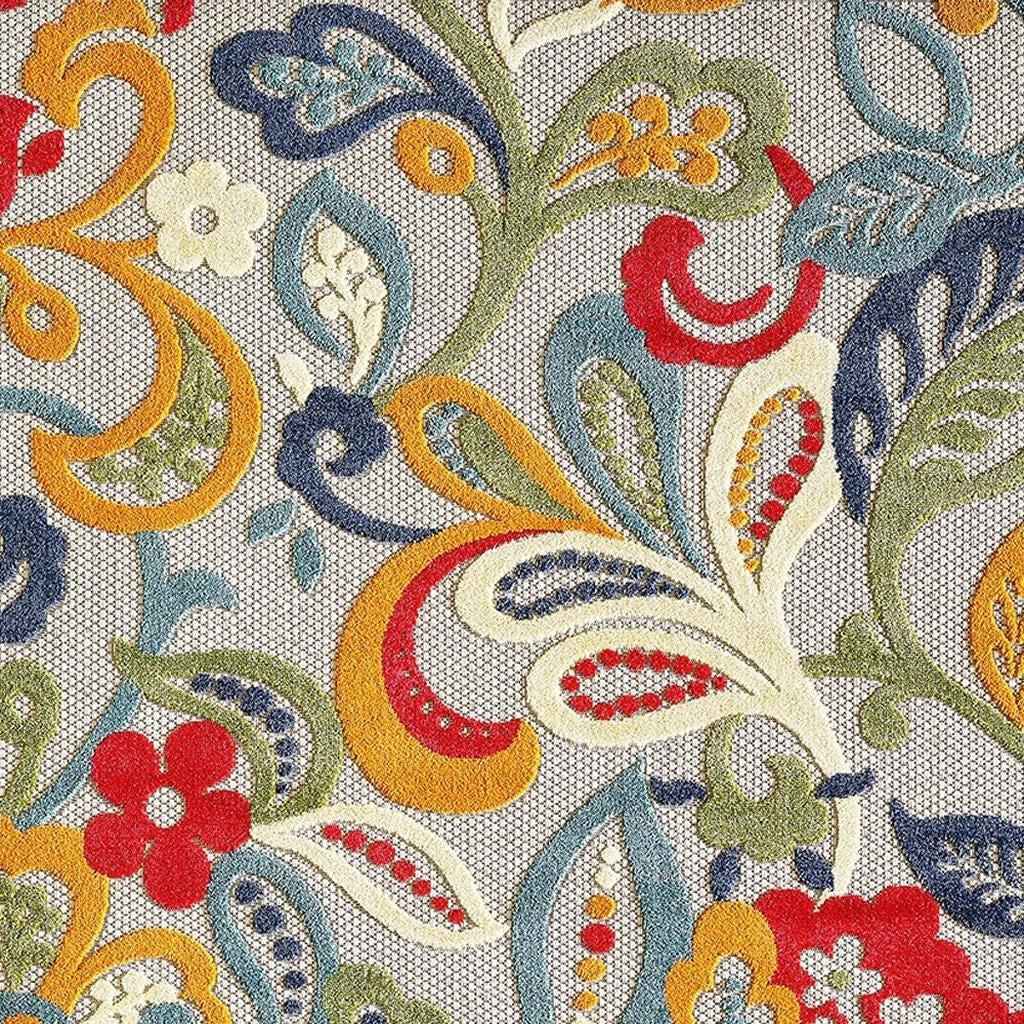 5’ X 7’ Multi Jacobean Floral Indoor Outdoor Area Rug