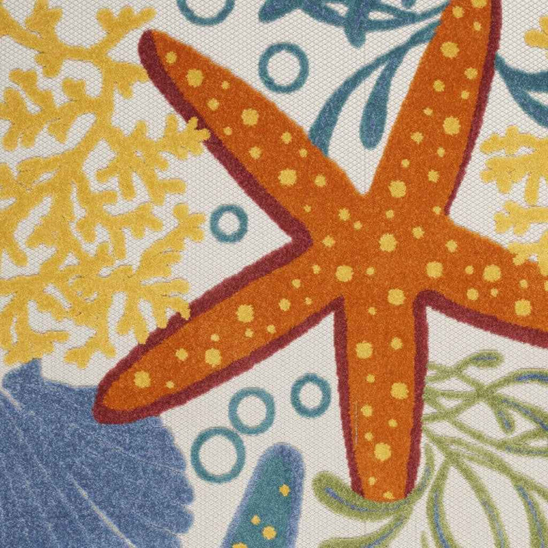 6' X 9' Yellow And Ivory Indoor Outdoor Area Rug