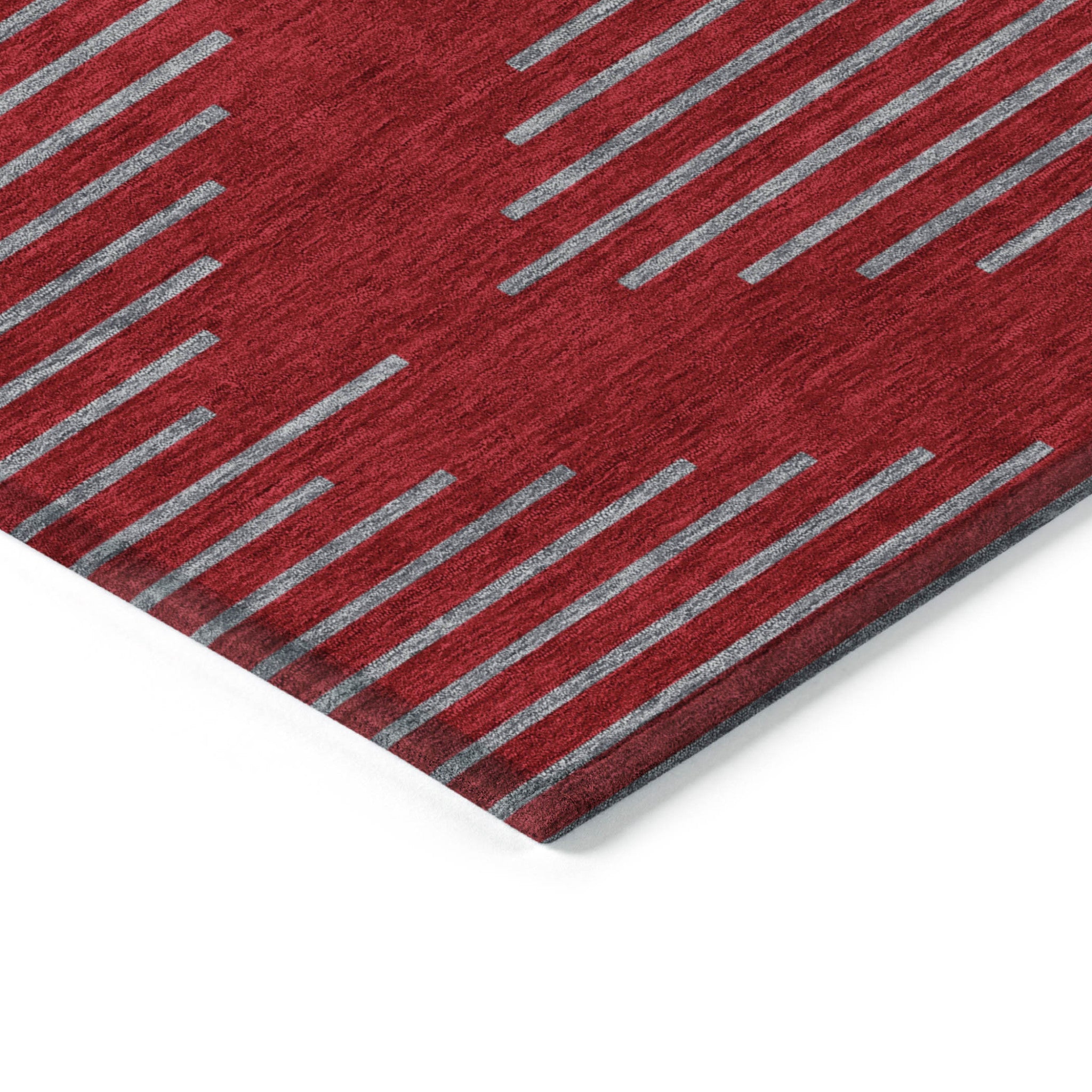 5' X 8' Red And Gray Geometric Washable Indoor Outdoor Area Rug - Outdoor