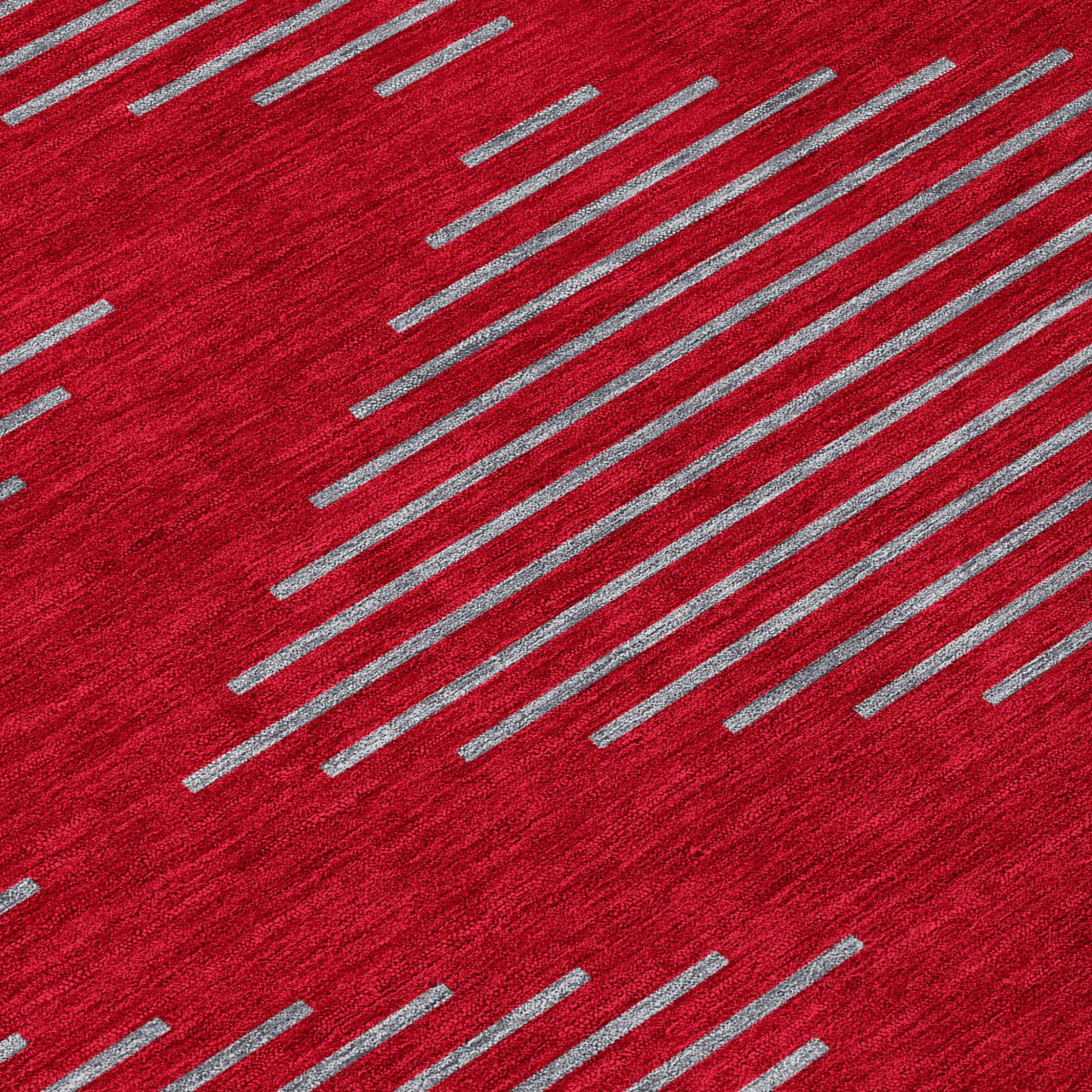 5' X 8' Red And Gray Geometric Washable Indoor Outdoor Area Rug - Outdoor
