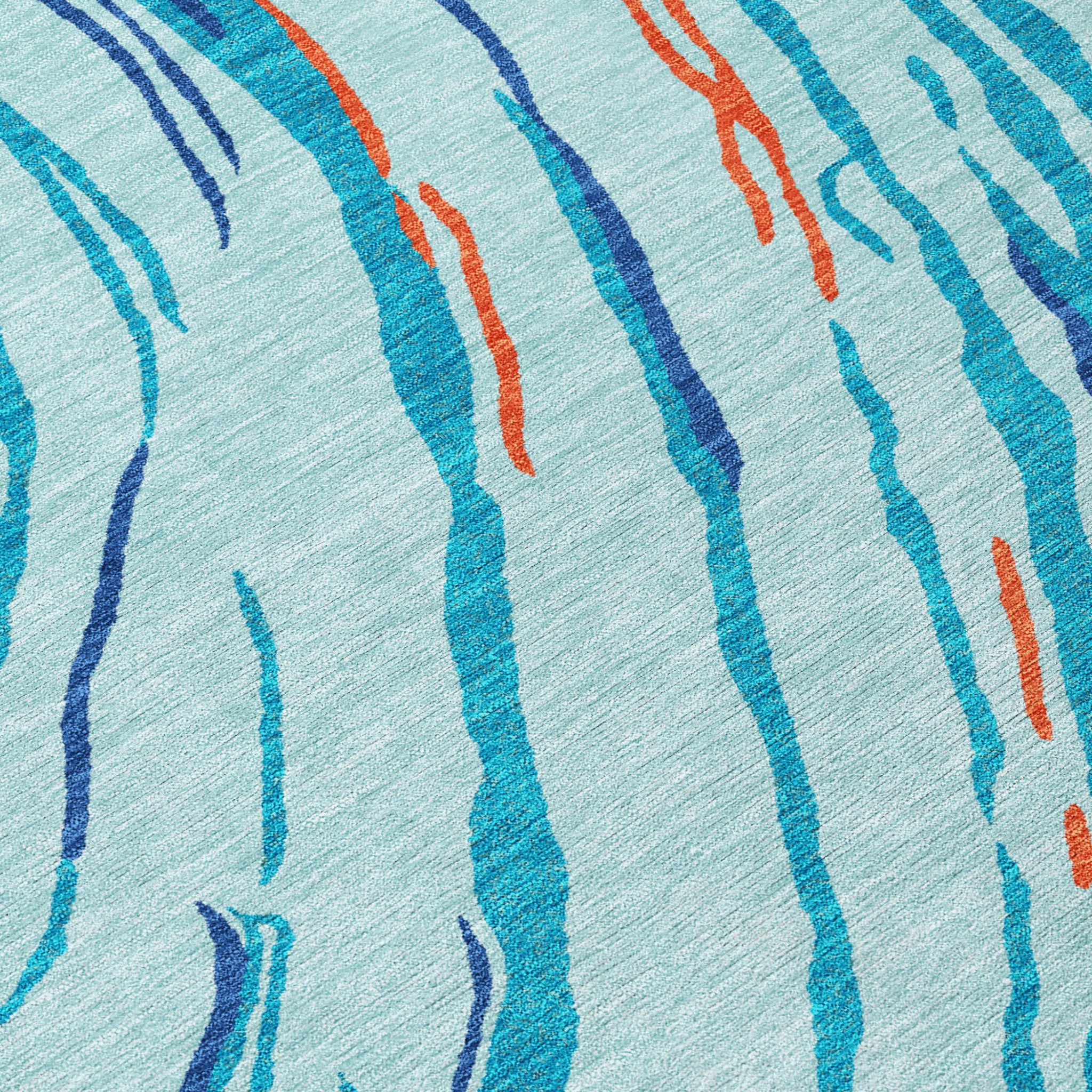 8' Blue Pink And Green Round Abstract Washable Indoor Outdoor Area Rug