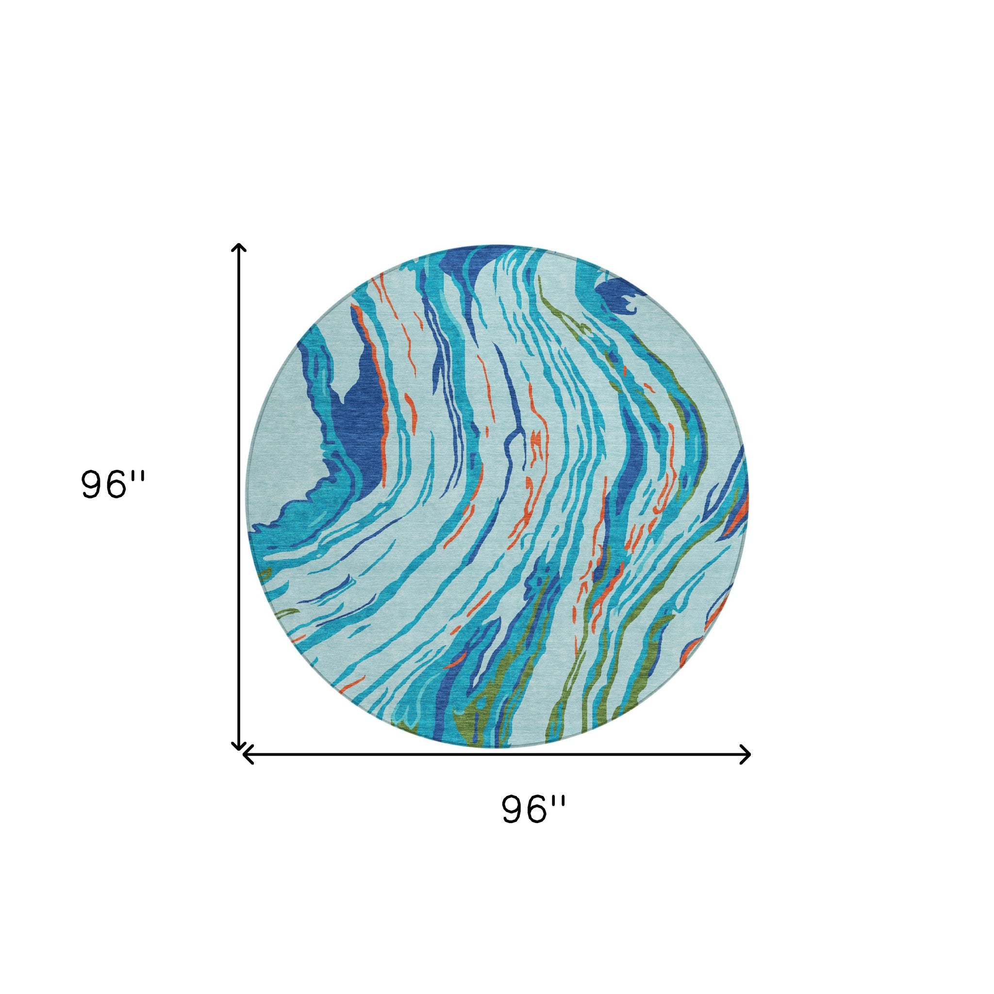 8' Blue Pink And Green Round Abstract Washable Indoor Outdoor Area Rug