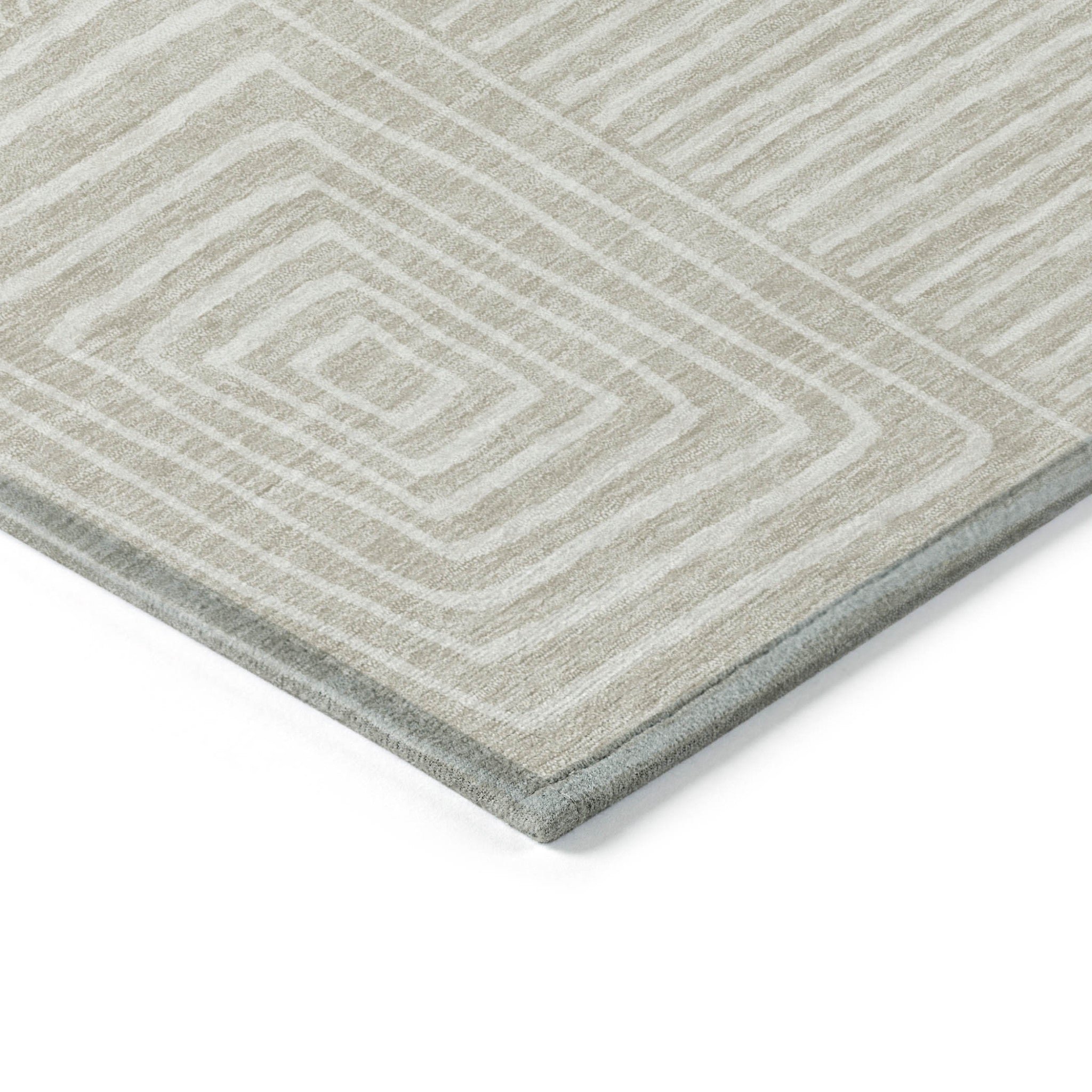 10' X 14' Beige And Ivory Geometric Washable Indoor Outdoor Area Rug - Outdoor