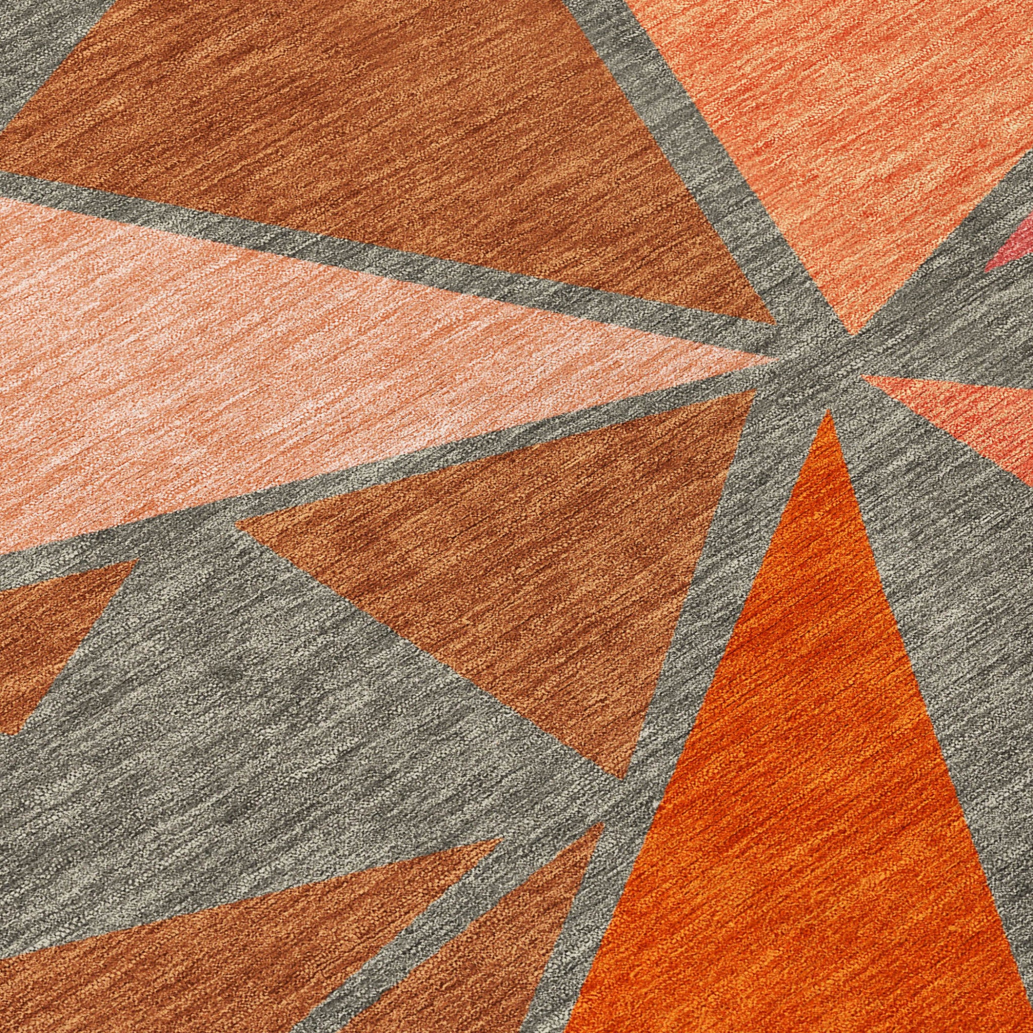 10' X 14' Rust Gray And Pink Geometric Washable Indoor Outdoor Area Rug - Sports & Outdoor