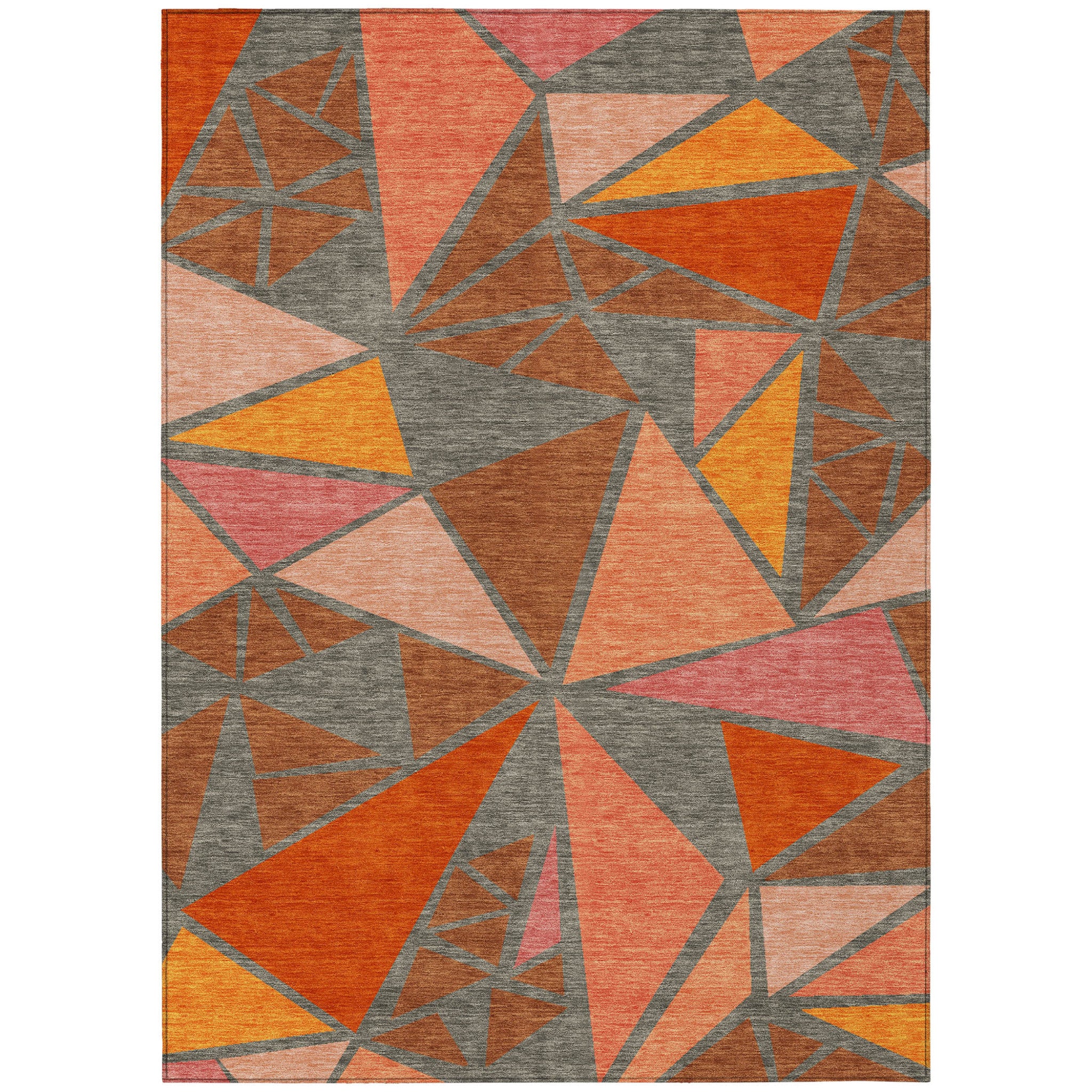 10' X 14' Rust Gray And Pink Geometric Washable Indoor Outdoor Area Rug - Sports & Outdoor