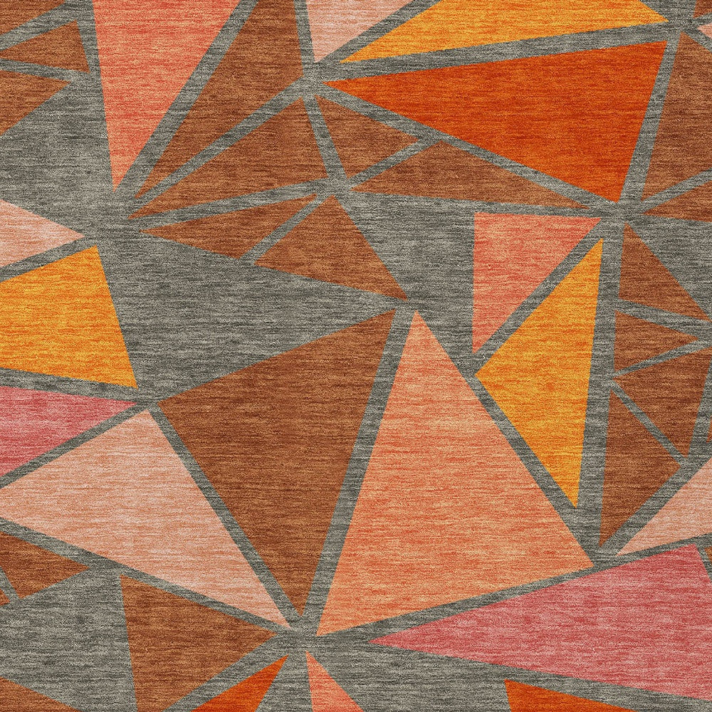 10' X 14' Rust Gray And Pink Geometric Washable Indoor Outdoor Area Rug - Sports & Outdoor