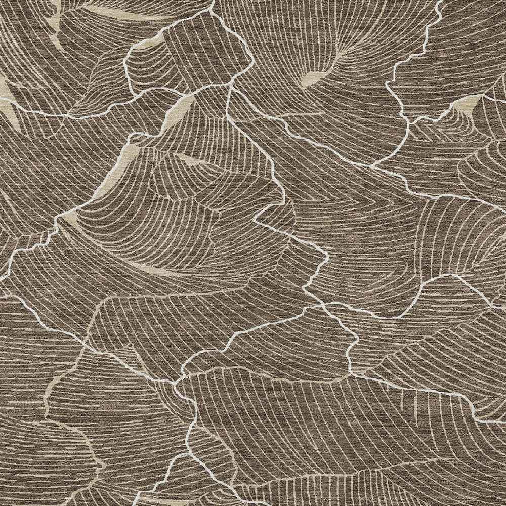 3' X 5' Brown And Ivory Abstract Washable Indoor Outdoor Area Rug