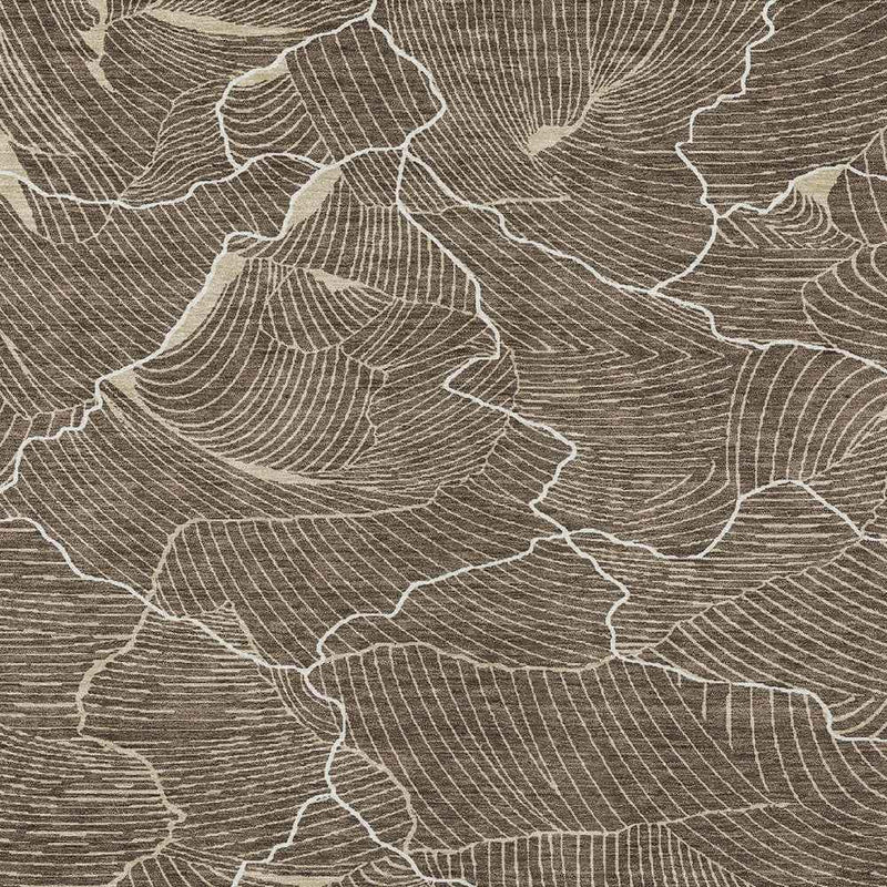 3' X 5' Brown And Ivory Abstract Washable Indoor Outdoor Area Rug