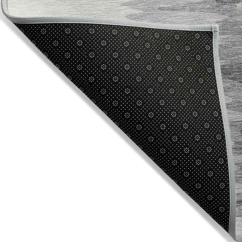5' X 8' Black Gray And Ivory Abstract Washable Indoor Outdoor Area Rug