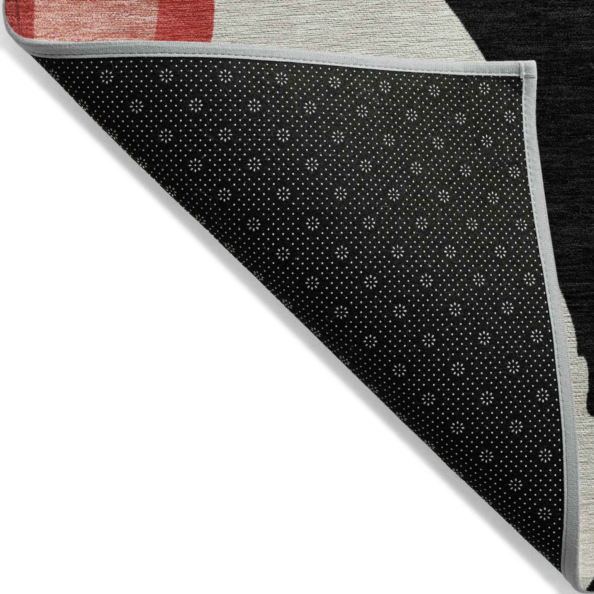 10' X 14' Red Black And Beige Abstract Washable Indoor Outdoor Area Rug