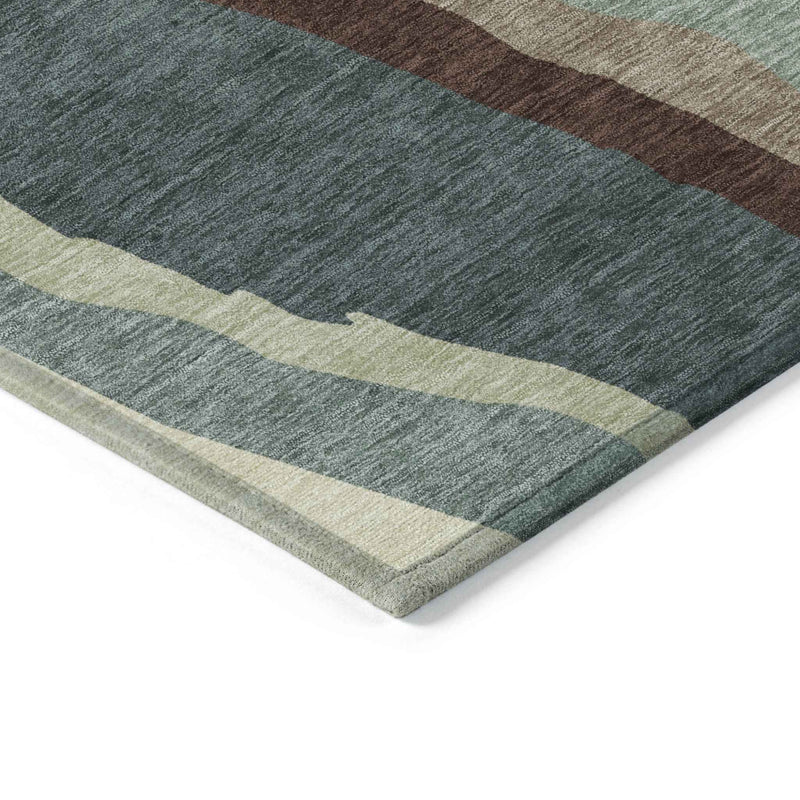 9' X 12' Sage Brown And Beige Abstract Washable Indoor Outdoor Area Rug