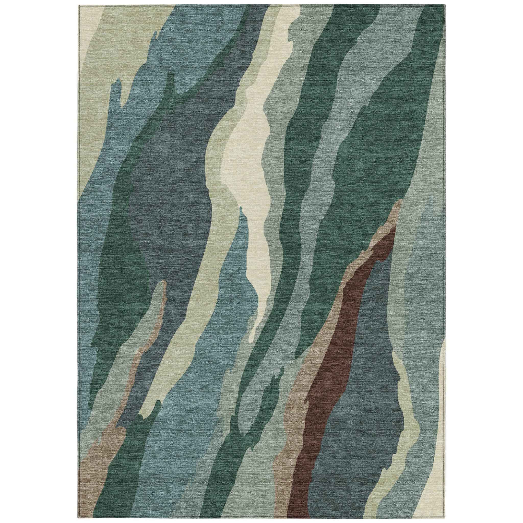 9' X 12' Sage Brown And Beige Abstract Washable Indoor Outdoor Area Rug