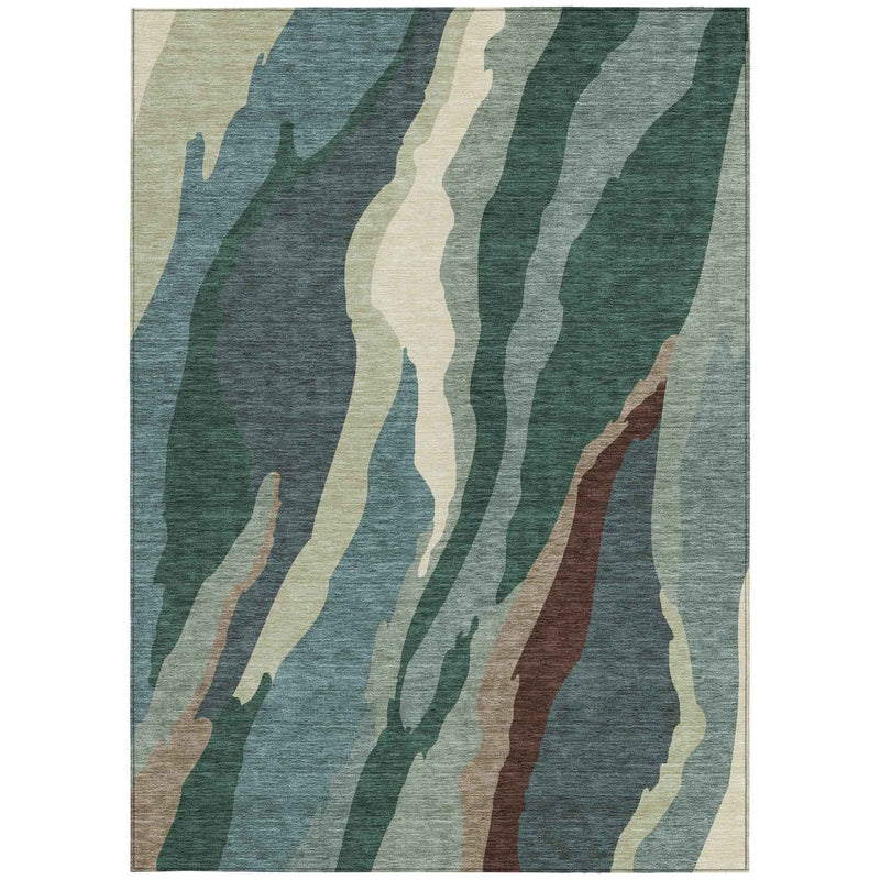 9' X 12' Sage Brown And Beige Abstract Washable Indoor Outdoor Area Rug