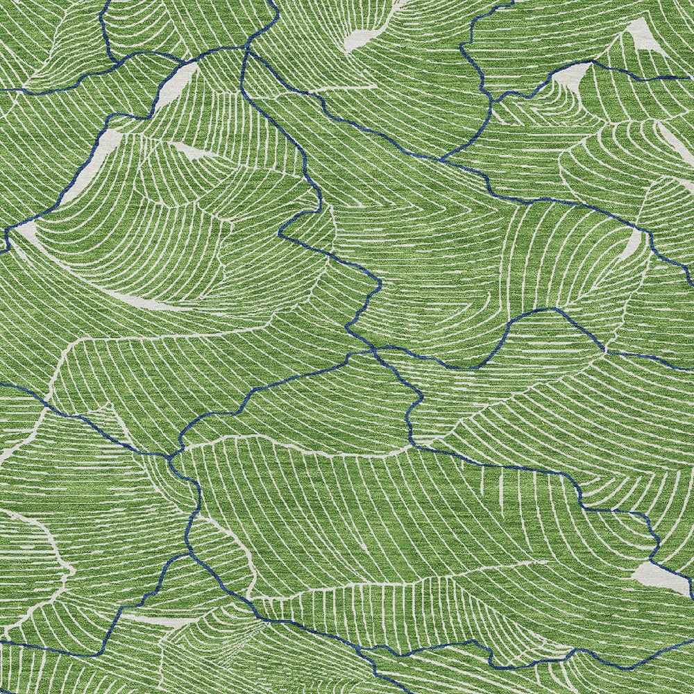 8' X 10' Green Blue And Ivory Abstract Washable Indoor Outdoor Area Rug