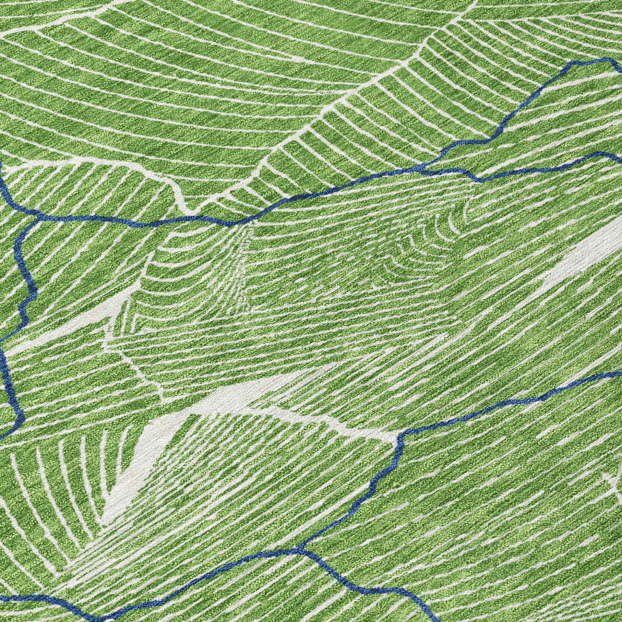 8' X 10' Green Blue And Ivory Abstract Washable Indoor Outdoor Area Rug