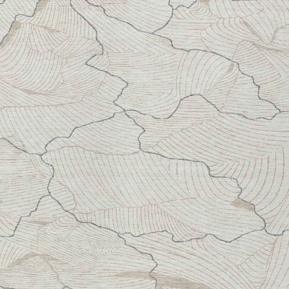 3' X 5' Ivory And Gray Abstract Washable Indoor Outdoor Area Rug