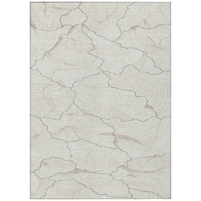 3' X 5' Ivory And Gray Abstract Washable Indoor Outdoor Area Rug