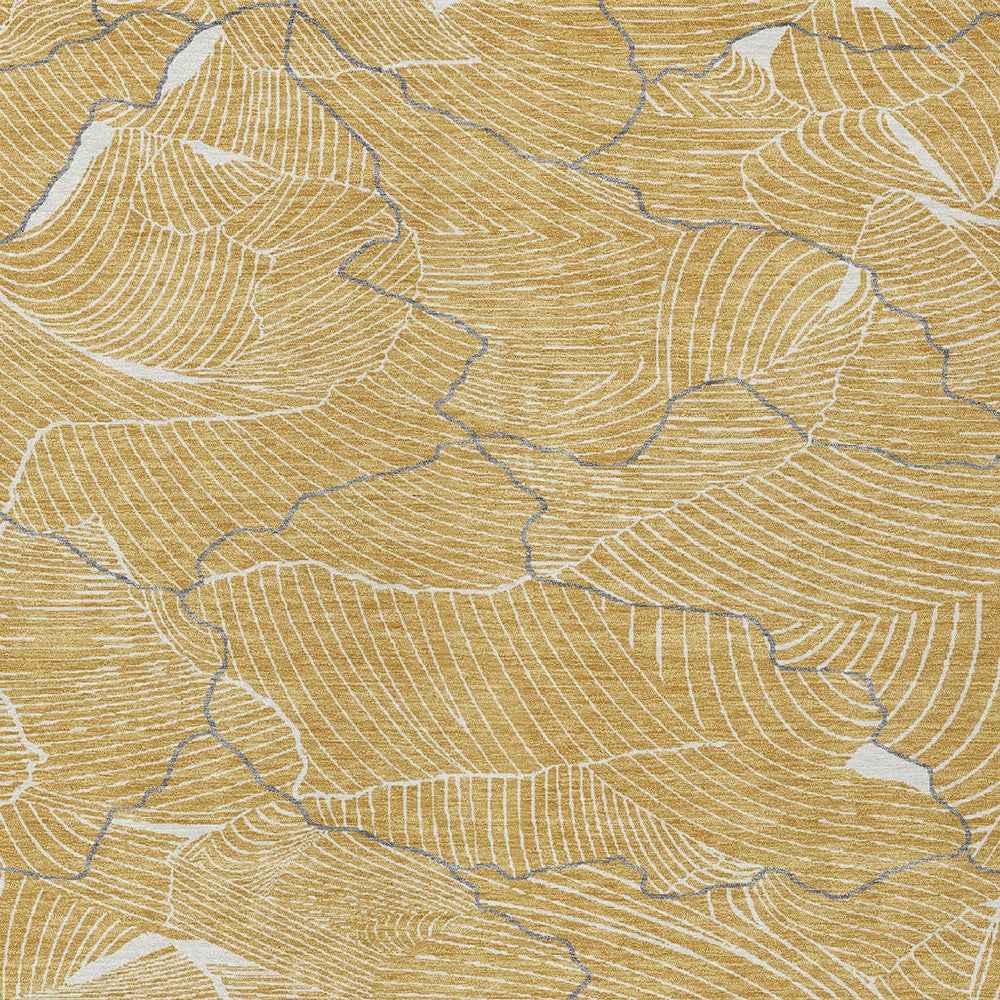 3' X 5' Gold Charcoal And Ivory Abstract Washable Indoor Outdoor Area Rug
