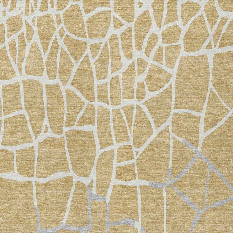 10' X 14' Gold And Beige Abstract Washable Indoor Outdoor Area Rug
