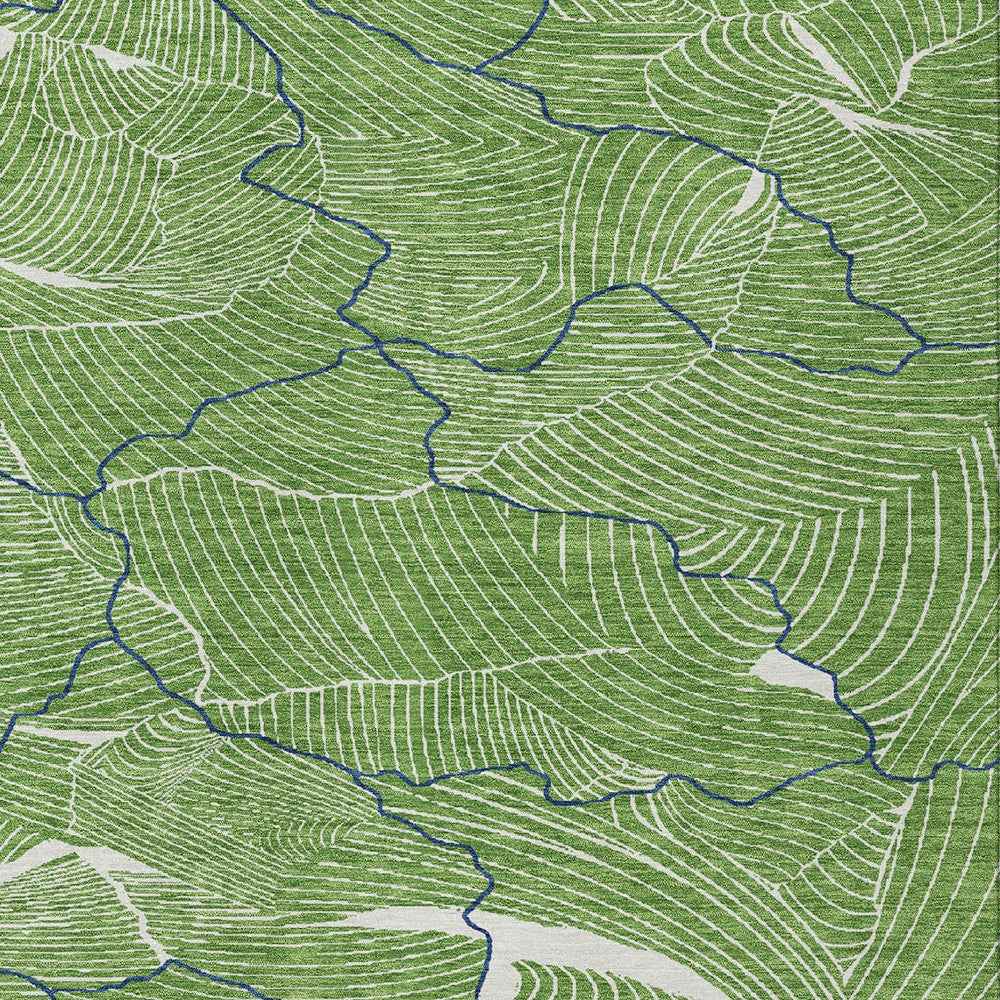 9' X 12' Green Blue And Ivory Abstract Washable Indoor Outdoor Area Rug