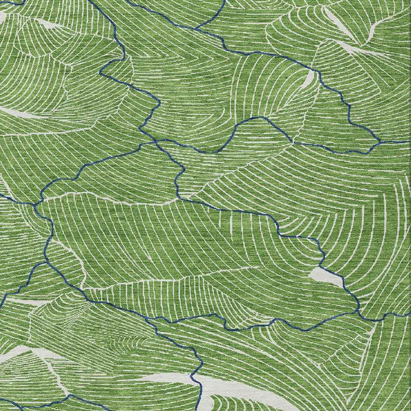 9' X 12' Green Blue And Ivory Abstract Washable Indoor Outdoor Area Rug