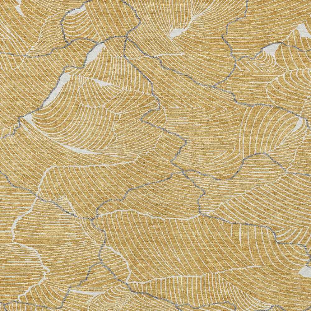 8' X 10' Gold Charcoal And Ivory Abstract Washable Indoor Outdoor Area Rug