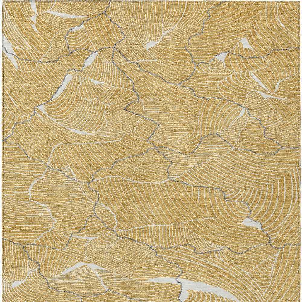 8' X 10' Gold Charcoal And Ivory Abstract Washable Indoor Outdoor Area Rug