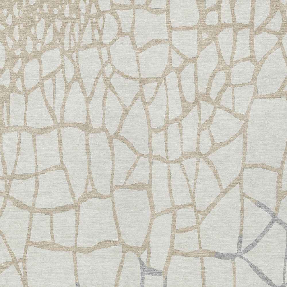 8' X 10' Ivory And Beige Abstract Washable Indoor Outdoor Area Rug