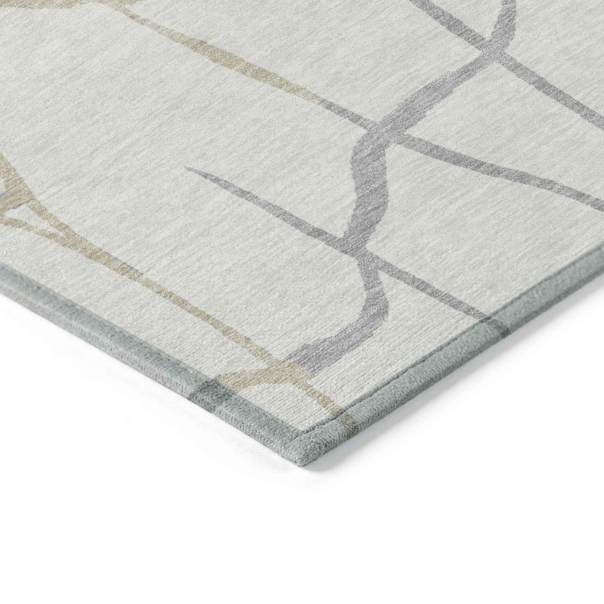 8' X 10' Ivory And Beige Abstract Washable Indoor Outdoor Area Rug