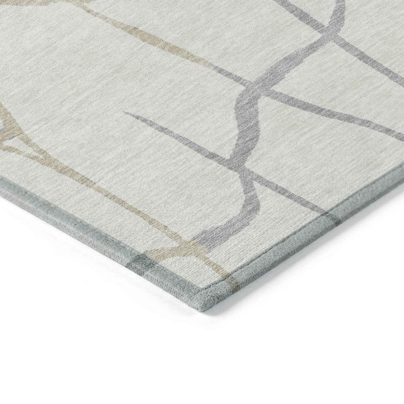 8' X 10' Ivory And Beige Abstract Washable Indoor Outdoor Area Rug