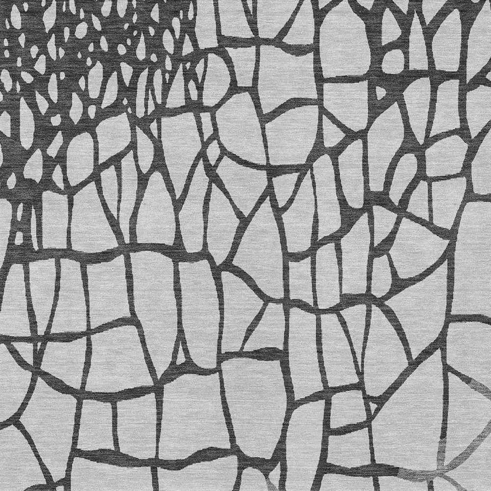 9' X 12' Gray And Charcoal Abstract Washable Indoor Outdoor Area Rug