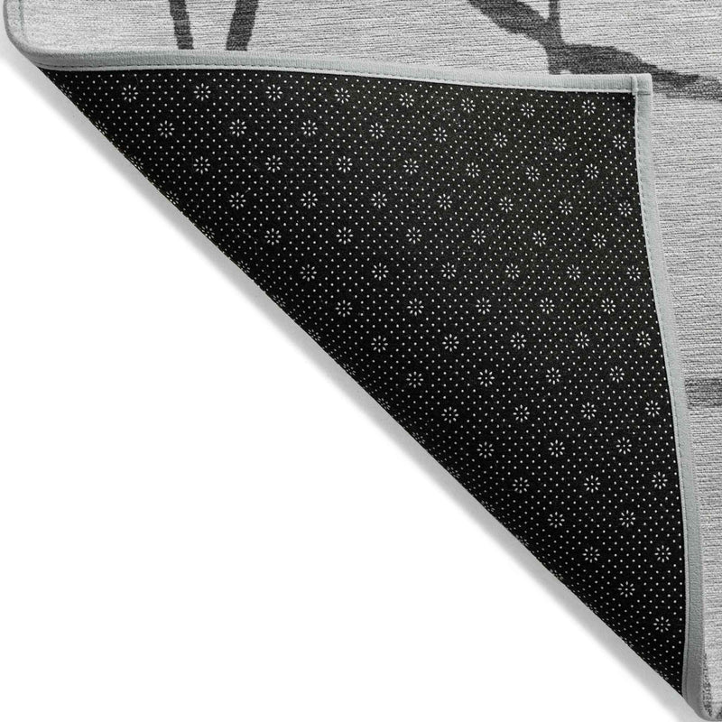 9' X 12' Gray And Charcoal Abstract Washable Indoor Outdoor Area Rug