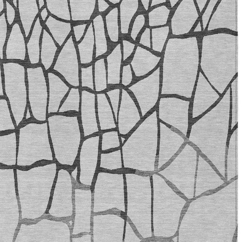 8' X 10' Gray And Charcoal Abstract Washable Indoor Outdoor Area Rug