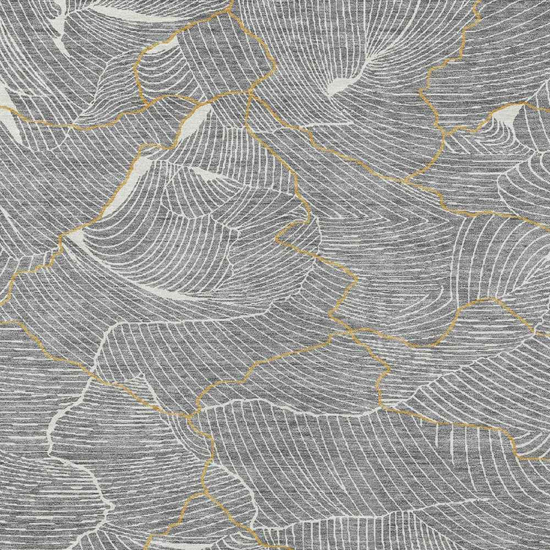 10' X 14' Gray Brown And Ivory Abstract Washable Indoor Outdoor Area Rug