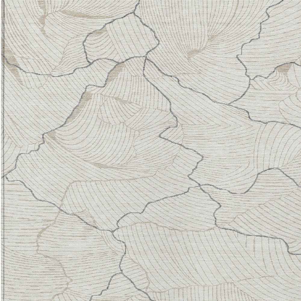 8' X 10' Ivory And Gray Abstract Washable Indoor Outdoor Area Rug