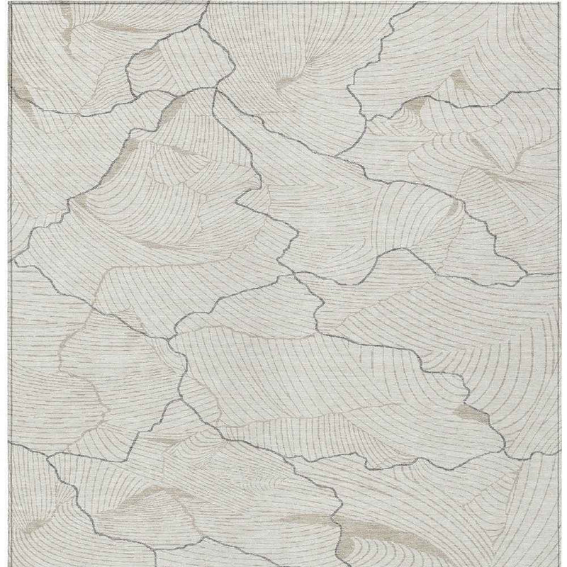 8' X 10' Ivory And Gray Abstract Washable Indoor Outdoor Area Rug