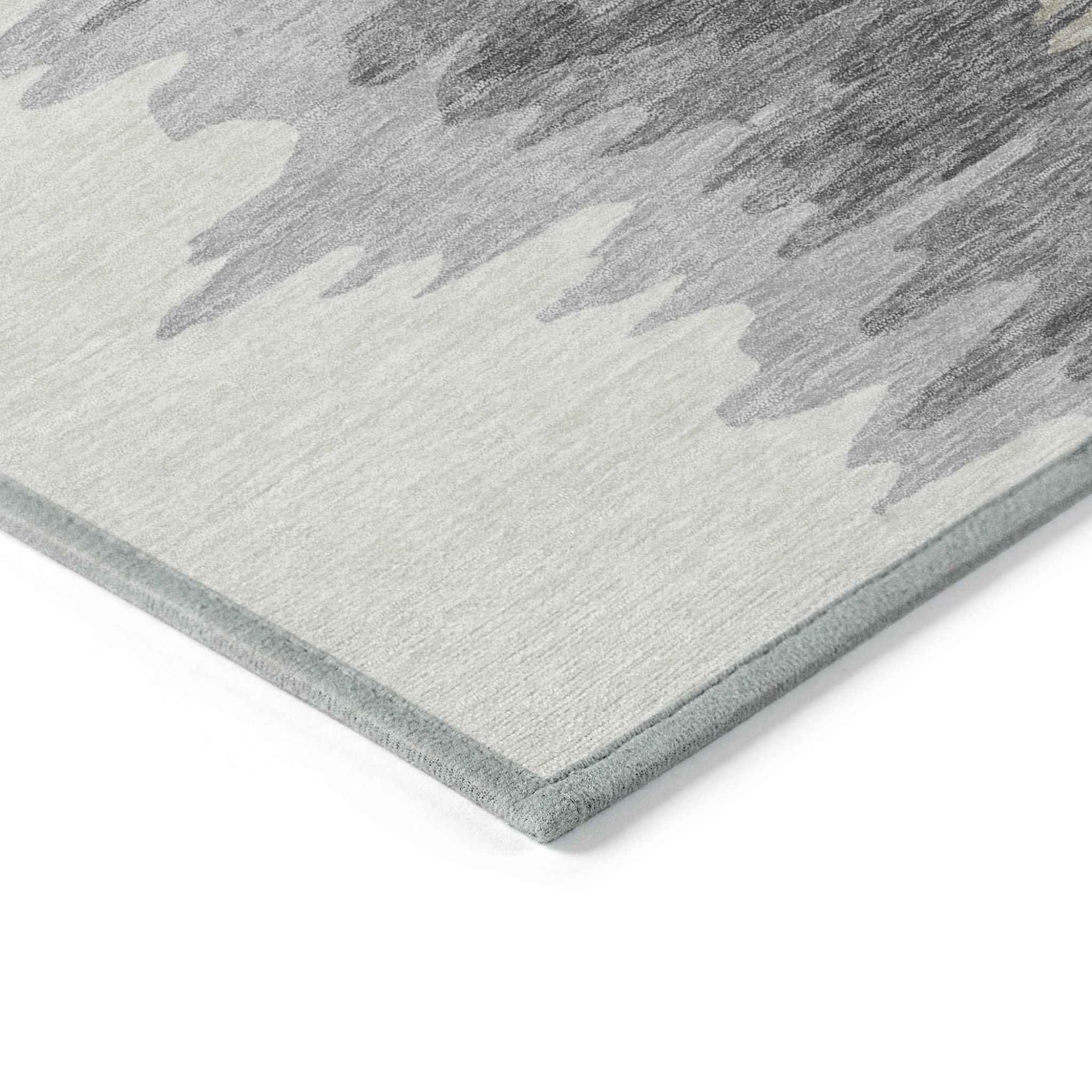 8' X 10' Black Gray And Ivory Abstract Washable Indoor Outdoor Area Rug
