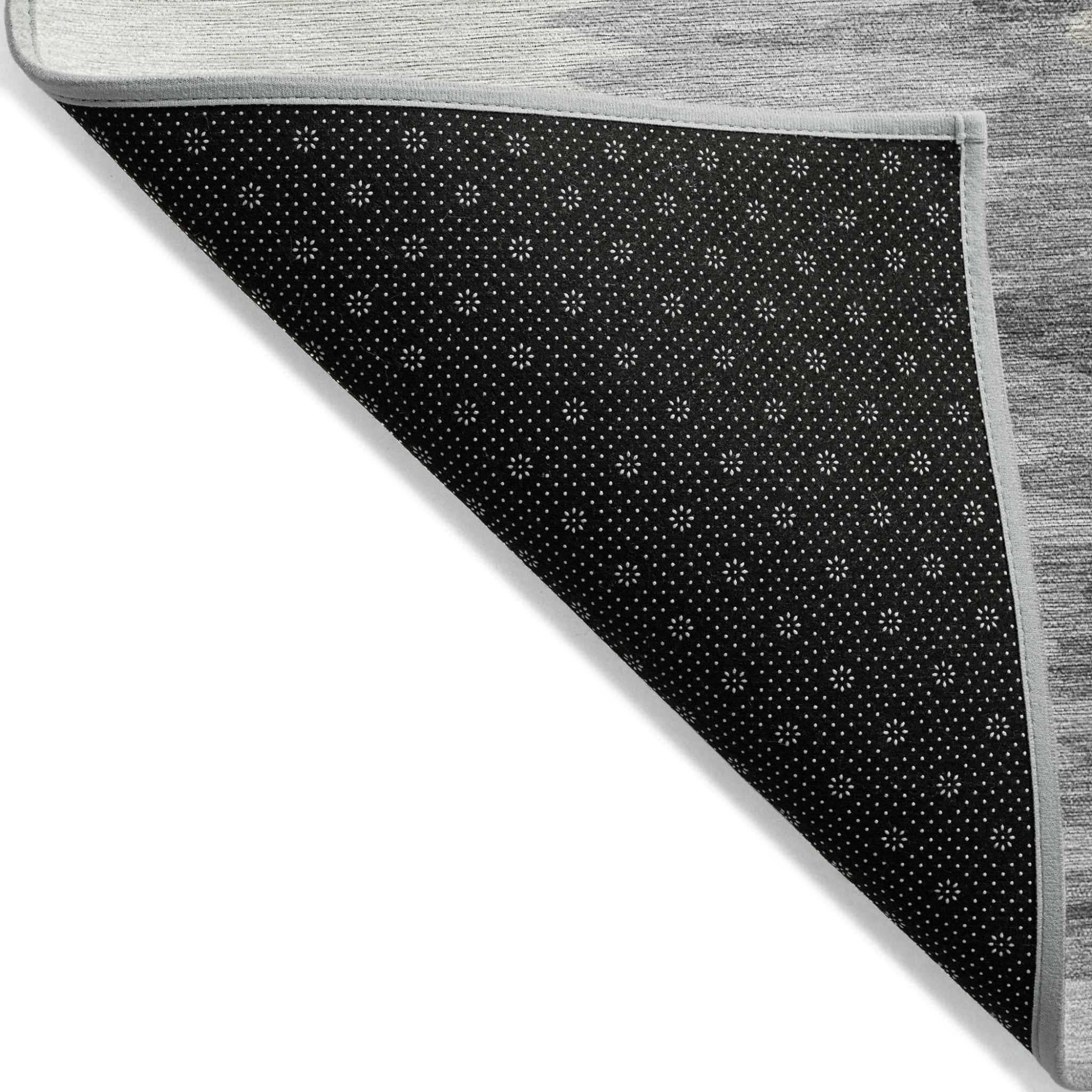 8' X 10' Black Gray And Ivory Abstract Washable Indoor Outdoor Area Rug