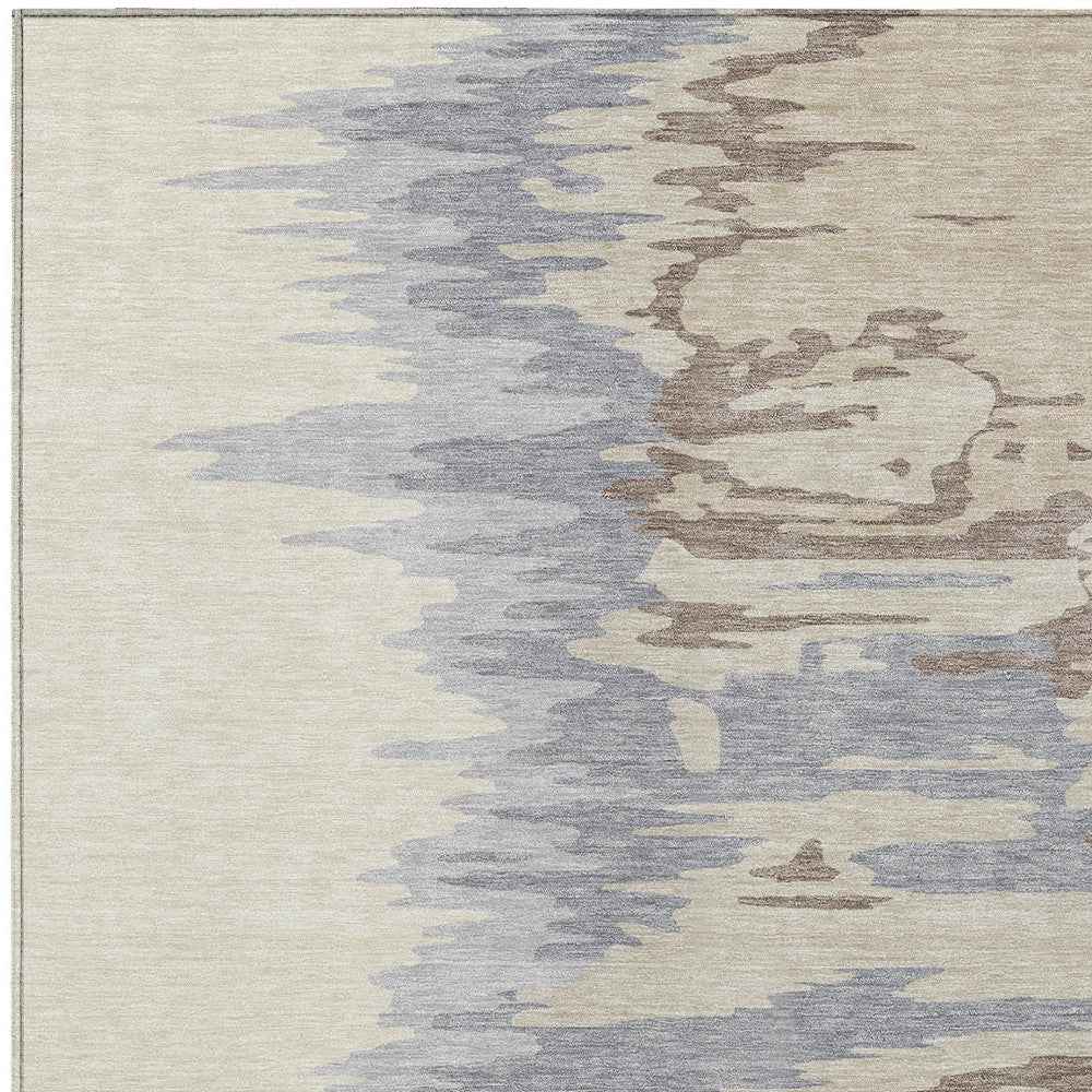 3' X 5' Beige Brown And Gray Abstract Washable Indoor Outdoor Area Rug