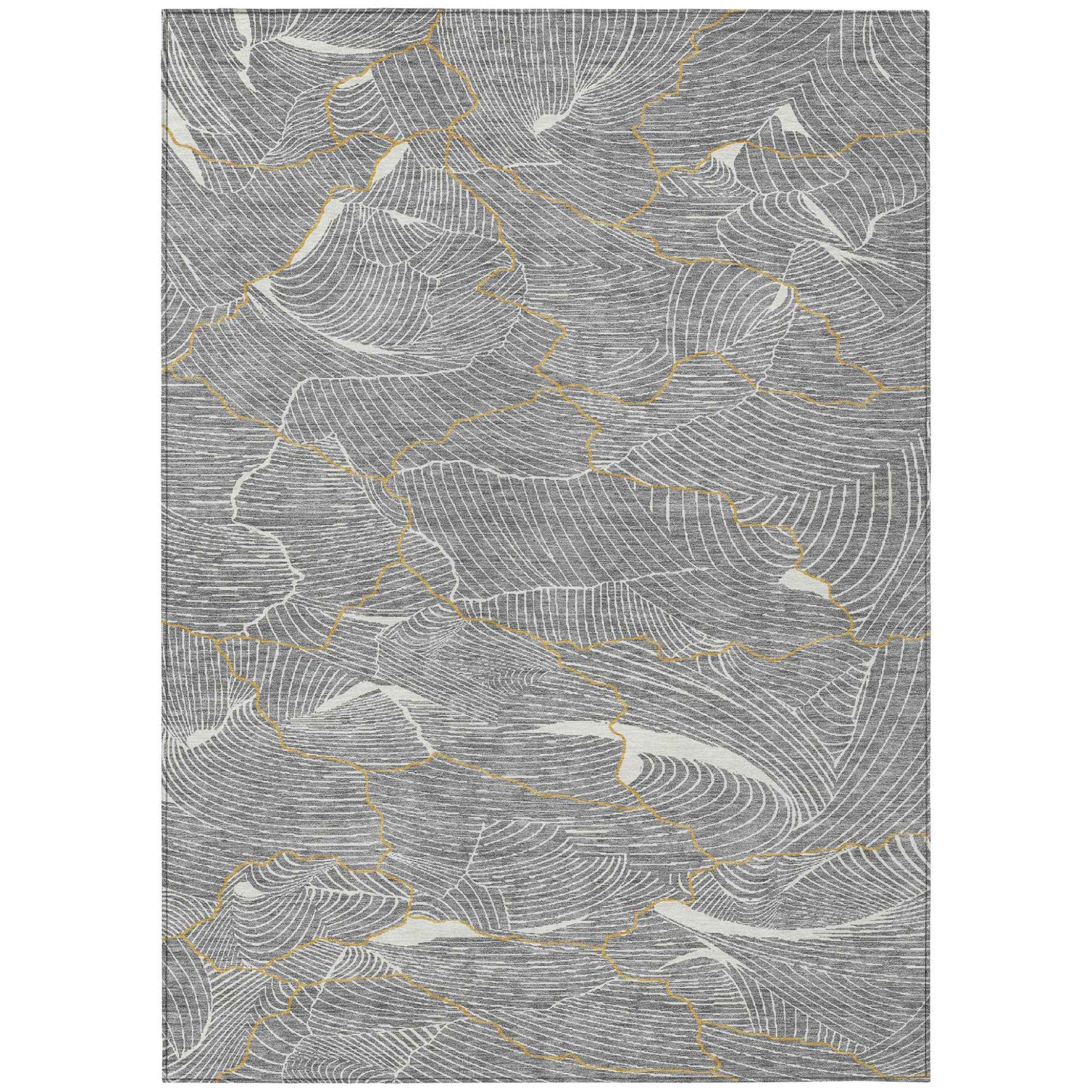 8' X 10' Gray Brown And Ivory Abstract Washable Indoor Outdoor Area Rug